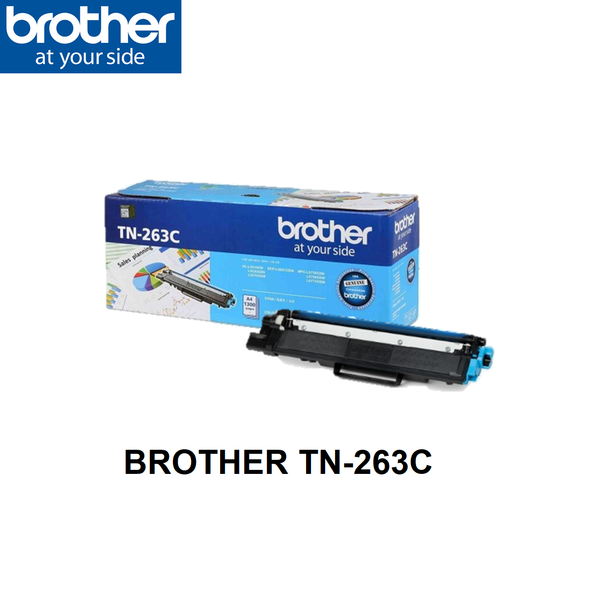 Brother TN-263C CYAN Original Toner Cartridge for HL-L3230CDN /  DCP-L3551CDW / MFC-L3750CDW