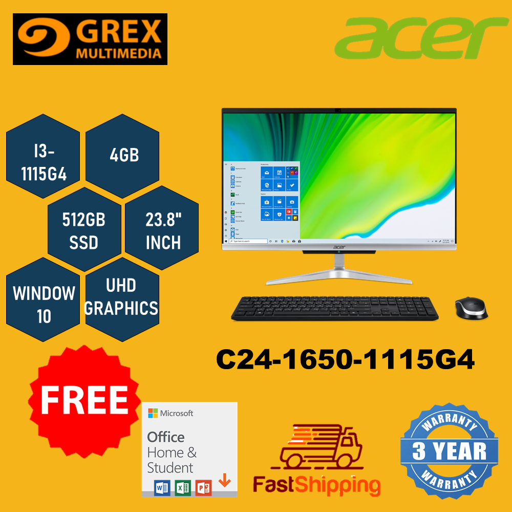 ACER ASPIRE C2416501115G4 ALLINONE PC (I31115G4,4GB,512GB SSD,23.8