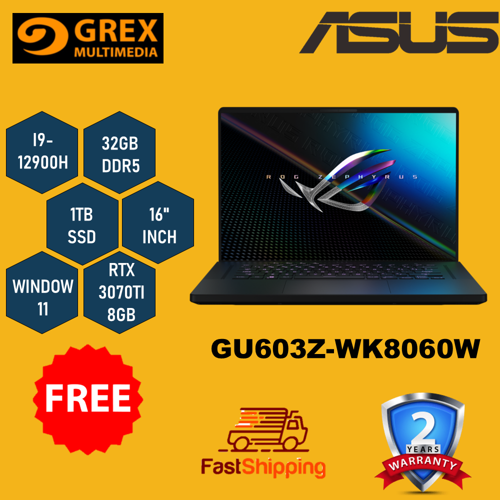 ASUS ROG ZEPHYRUS M16 GU603Z-WK8060W GAMING LAPTOP (I9-12900H,32GB,1TB ...