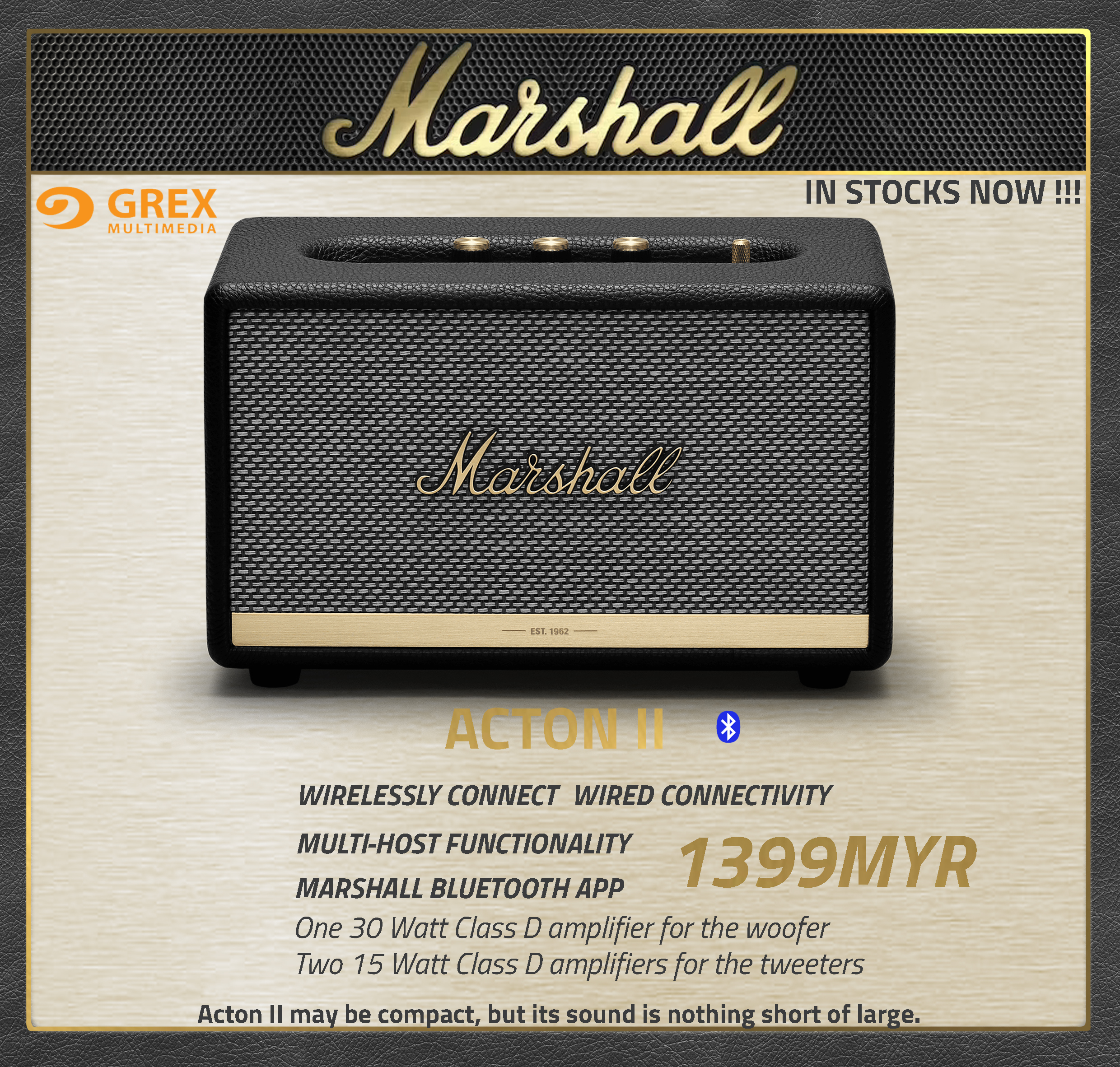 MARSHALL ACTON II BLUETOOTH SPEAKER - 1002480