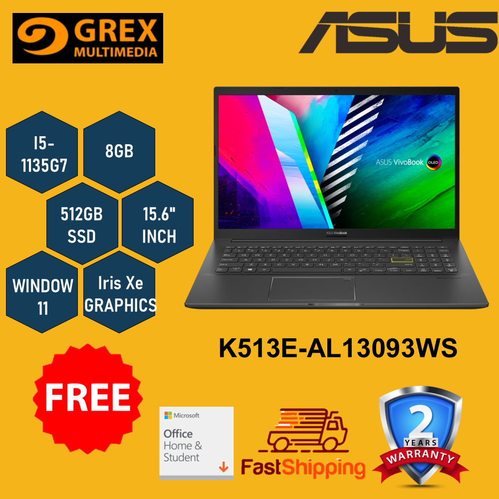ASUS VIVOBOOK K513E-AL13093WS LAPTOP (I5-1135G7,8GB,512GB SSD,15.6" FHD ...