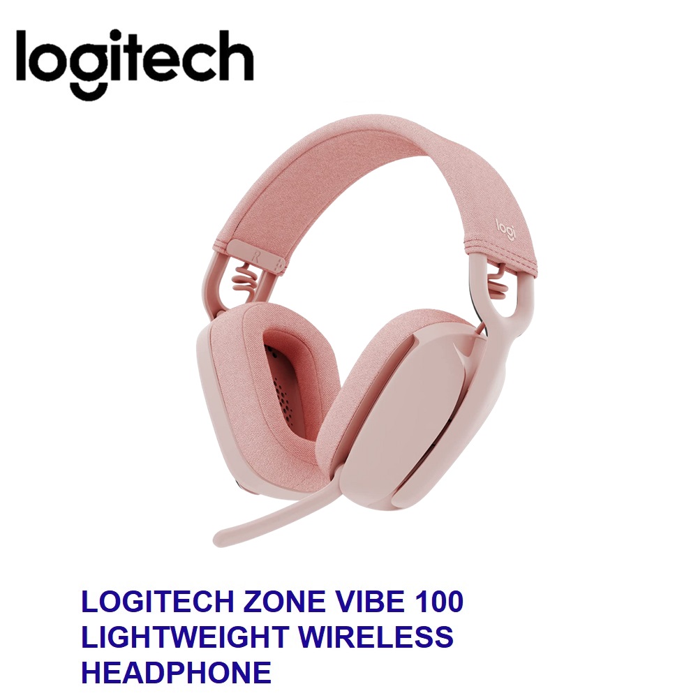 LOGITECH ZONE VIBE 100 LIGHTWEIGHT WIRELESS PROFESSIONAL HEADPHONES HEADSET  (IOS,ANDROID,WINDOW,MAC) - ROSE