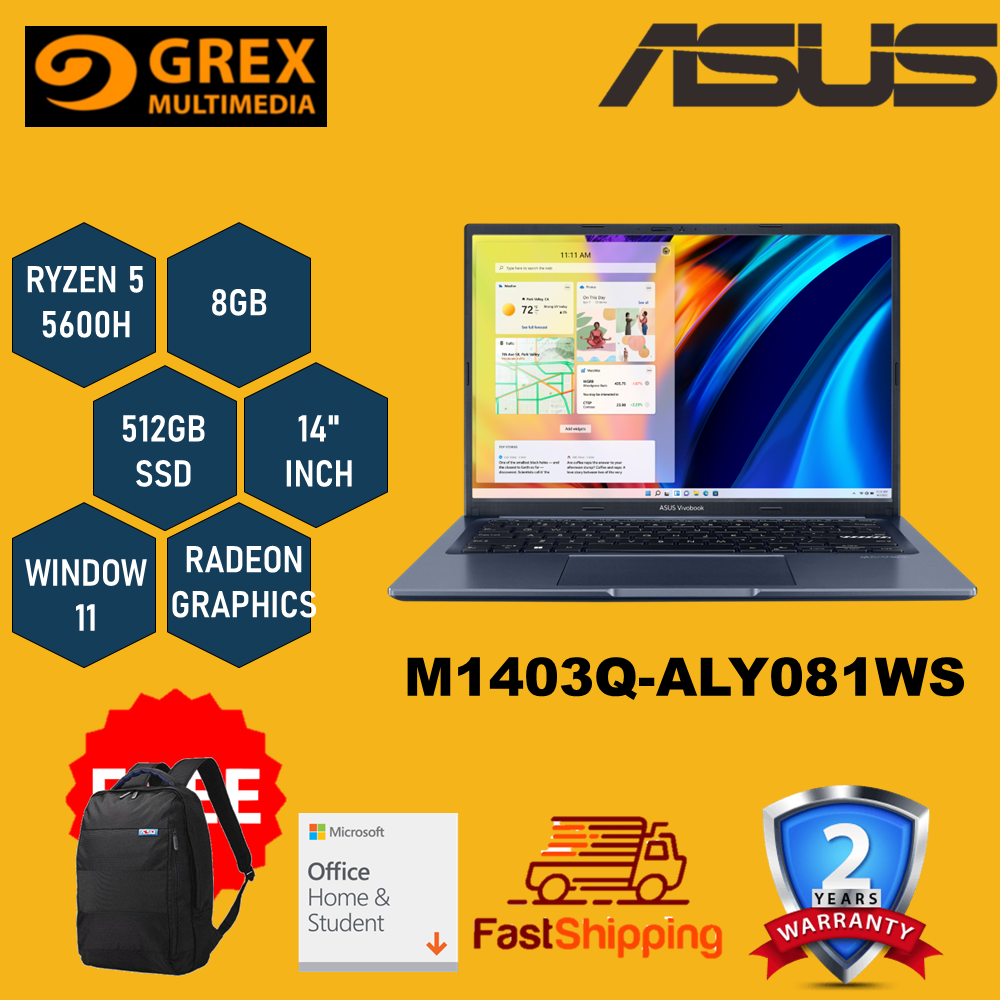 ASUS VIVOBOOK 14X M1403Q-ALY081WS LAPTOP (RYZEN 5 5600H,8GB,512GB SSD ...