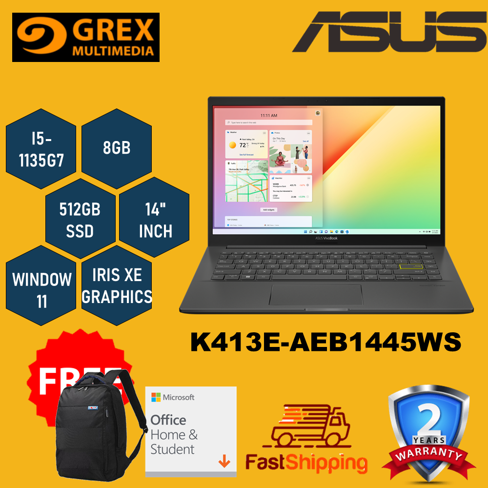 ASUS VIVOBOOK K413E-AEB1445WS LAPTOP (I5-1135G7,8GB,512GB SSD,14" FHD ...