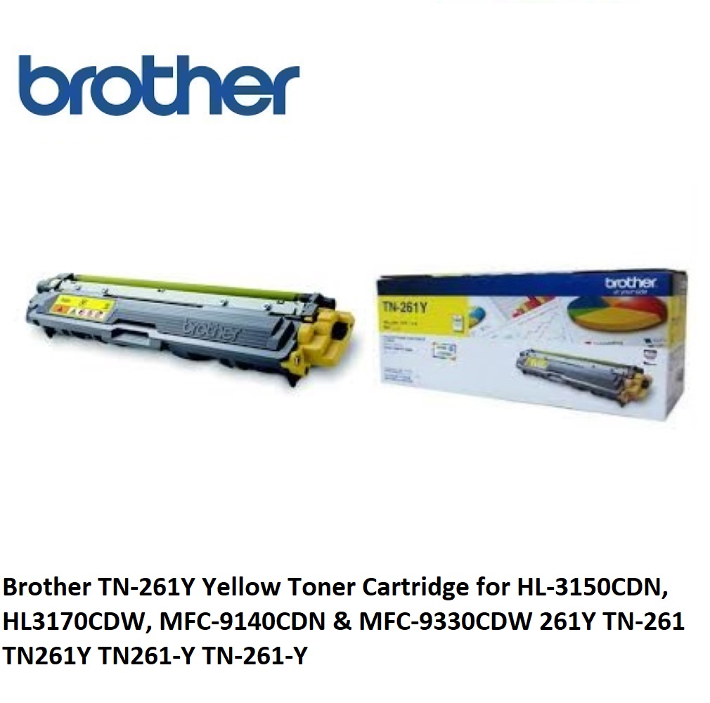 Brother TN-261Y Yellow Toner Cartridge for HL-3150CDN, HL3170CDW, MFC- 9140CDN & MFC-9330CDW 261Y TN-261 TN261Y TN261-Y TN-261-Y