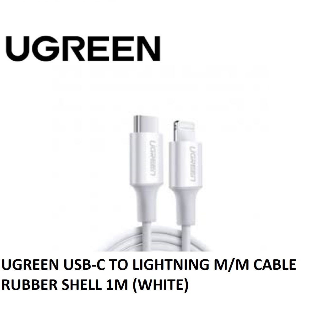UGREEN USB-C TO LIGHTNING M/M CABLE RUBBER SHELL 1M (WHITE)