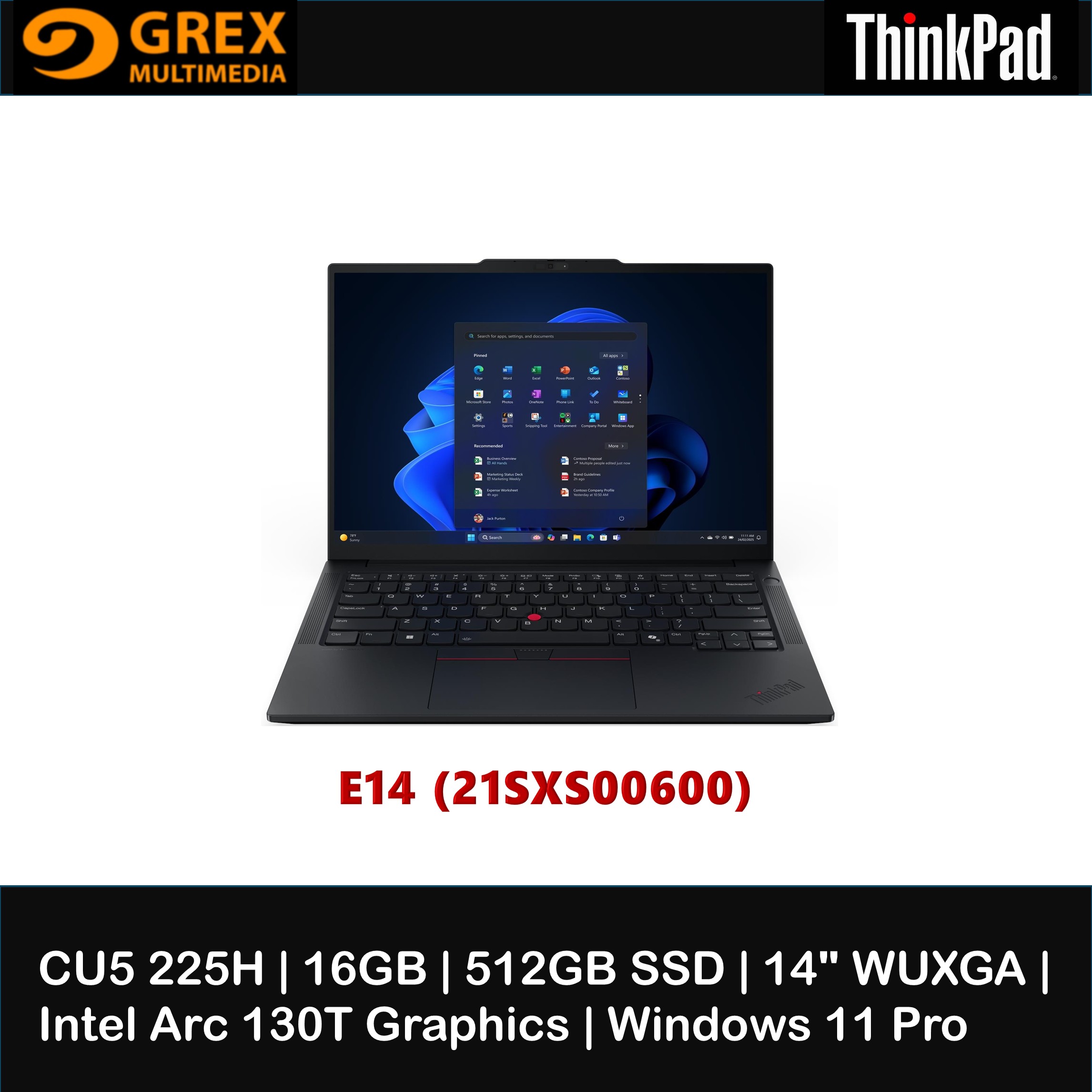 Lenovo ThinkPad E14 G7 21SXS00600 14'' WUXGA Laptop (CU5-225H, 16GB ...